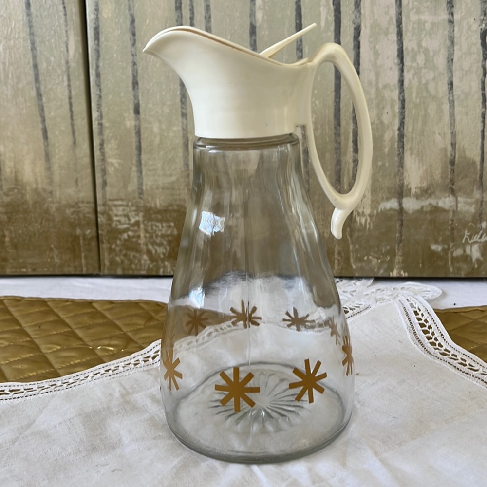 Vintage Log Cabin Glass Syrup Dispenser